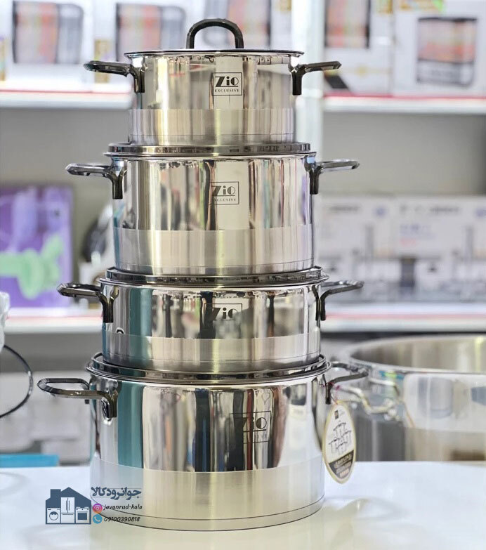  سرویس قابلمه و تابه استیل ۸ پارچه زیو مدل Zio ZCS-1378/4S26 