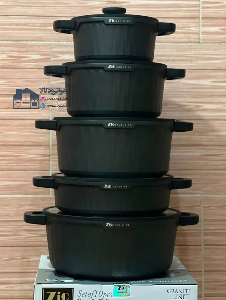 سرویس قابلمه 10 پارچه گرانیتی زیو طرح ولکانو مدل Zio ZCS_8740\5S32