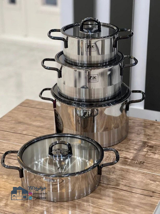 سرویس قابلمه و تابه استیل ۸ پارچه زیو مدل Zio ZCS-1378/4S26