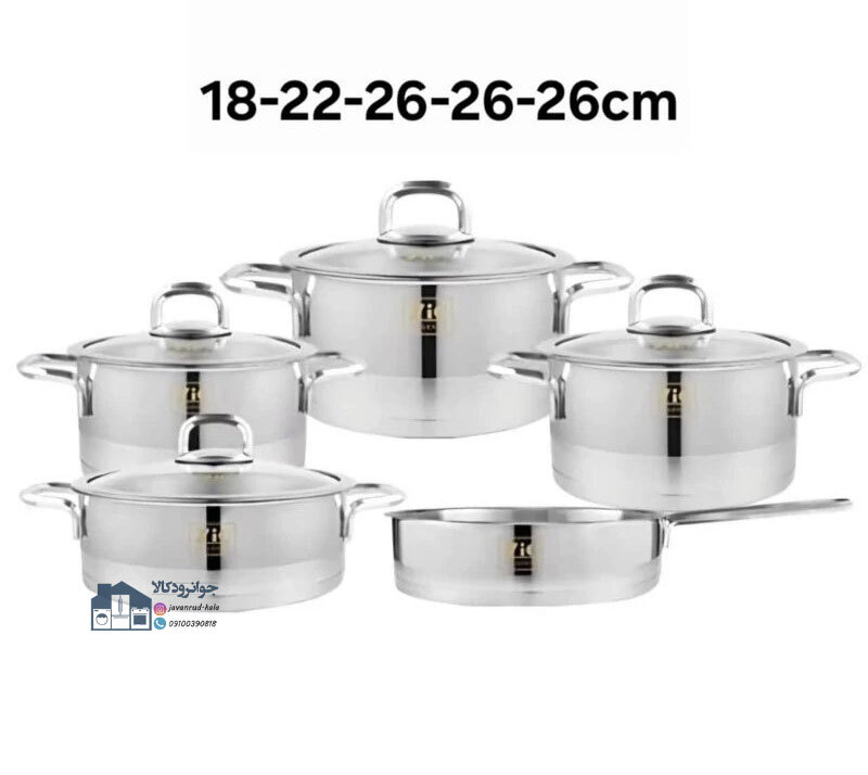  سرویس قابلمه استیل 9 پارچه زیو سری بابل مدل Zio ZCS-1340/5s26 