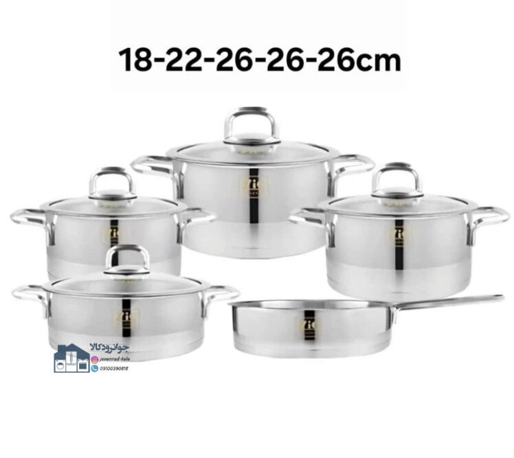 سرویس قابلمه استیل 9 پارچه زیو سری بابل مدل Zio ZCS-1340/5s26