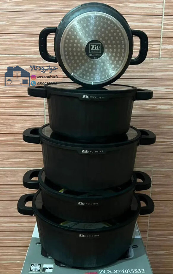سرویس قابلمه 10 پارچه گرانیتی زیو طرح ولکانو مدل Zio ZCS_8740\5S32