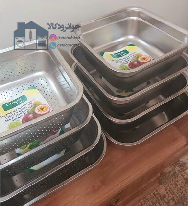  سرویس آبکش و لگن 8 پارچه مربعی استیل یونیک لایف Unique Life 