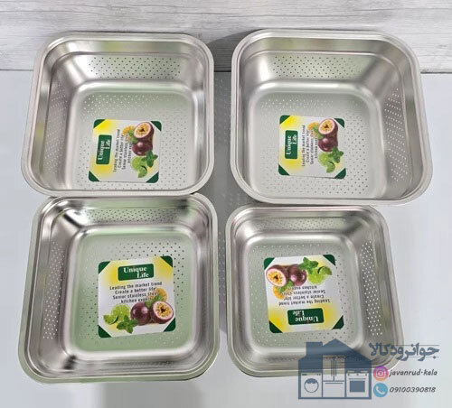  سرویس آبکش و لگن 8 پارچه مربعی استیل یونیک لایف Unique Life 