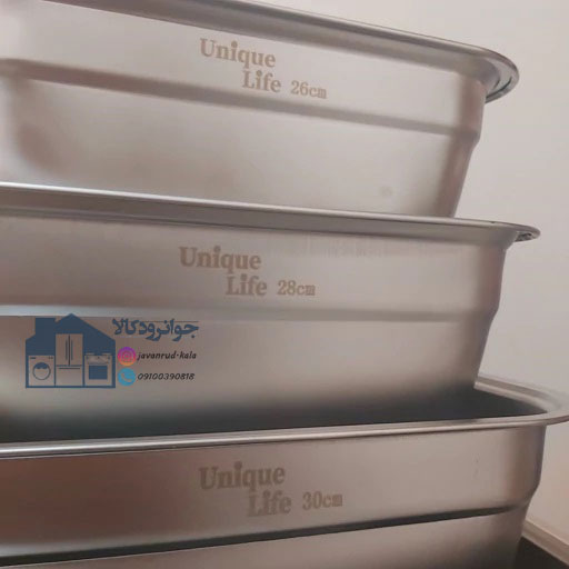 سرویس آبکش و لگن 8 پارچه مربعی استیل یونیک لایف Unique Life