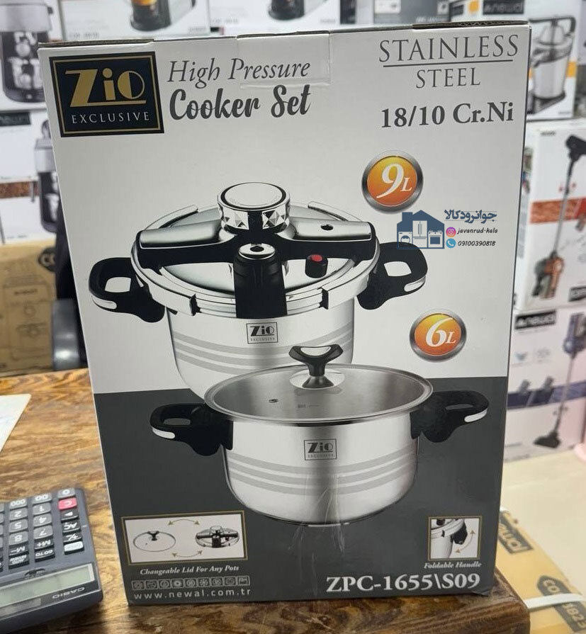 زودپز دوقلو روگازی ظرفیت ۹ لیتر برند زیو مدل ZPC-1655/s09