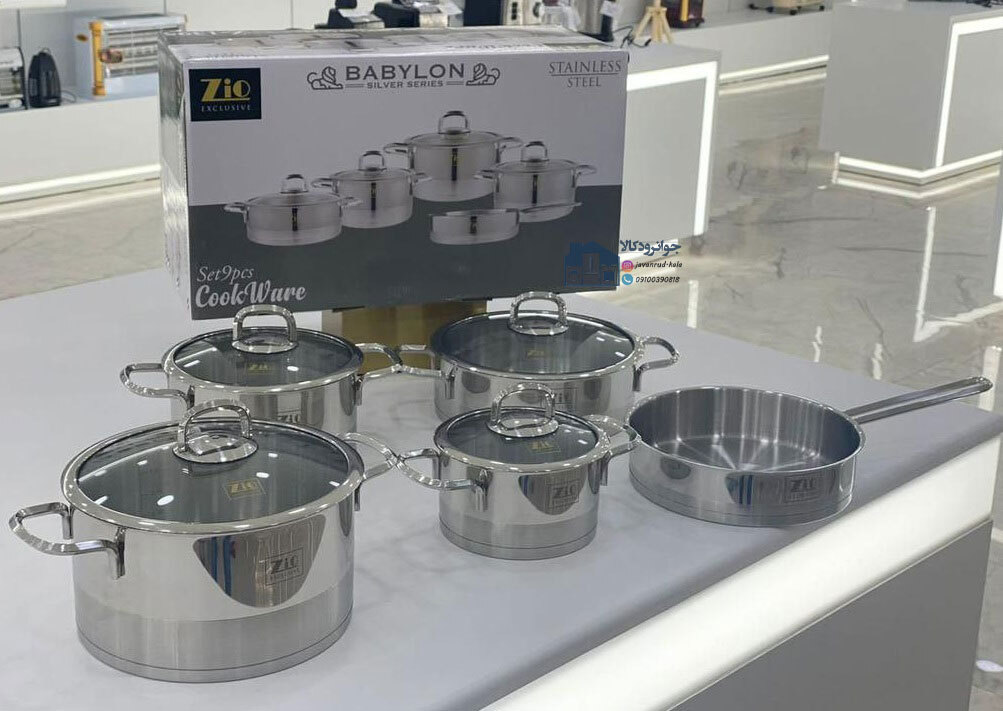  سرویس قابلمه استیل 9 پارچه زیو سری بابل مدل Zio ZCS-1340/5s26 
