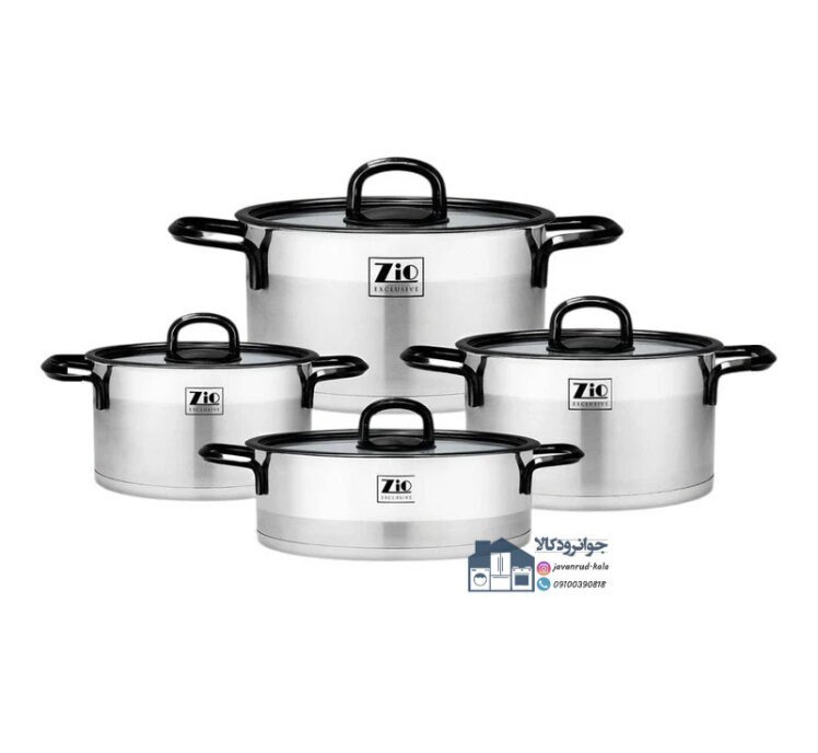 سرویس قابلمه و تابه استیل ۸ پارچه زیو مدل Zio ZCS-1378/4S26
